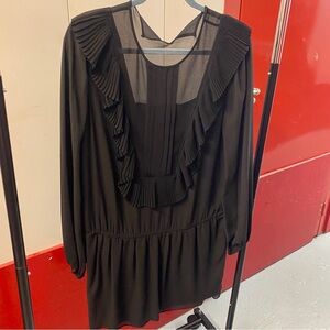 BCBG Black Ruffled Long Sleeve Women's Mini Dress